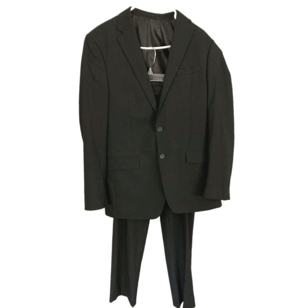 Calvin Klein Suit Men 41L-34x30 Black Slim Fit Stretch 2 Button Jacket and Pants